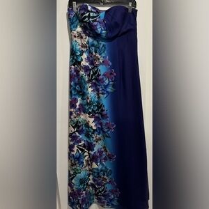 Monsoon strapless floral detail dress gown wedding boho silky prom long party 8